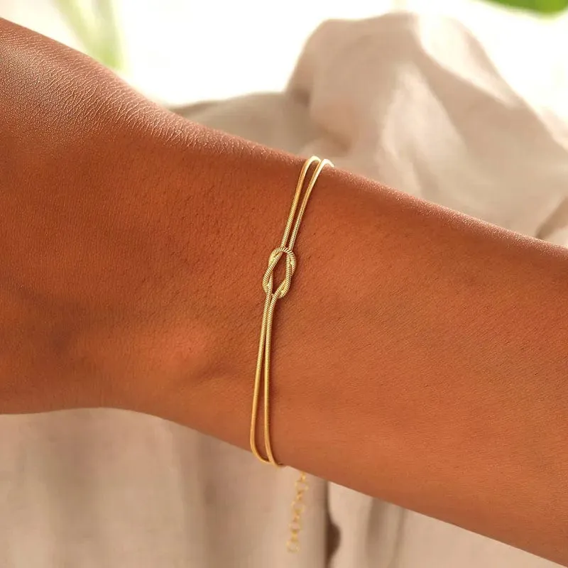 Edelstahl Knoten Schlangenkette Handgemachtes Knotenarmband Gold Silber Farbe Valentinstag Schmuck Geschenke