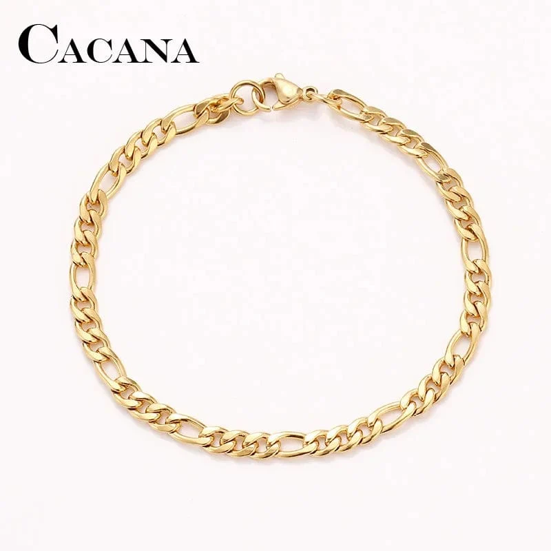 CACANA Edelstahl Kette Armbänder Für Mann Frauen Gold Silber Farbe Für Anhänger Flache Donot Verblassen Schmuck N1806