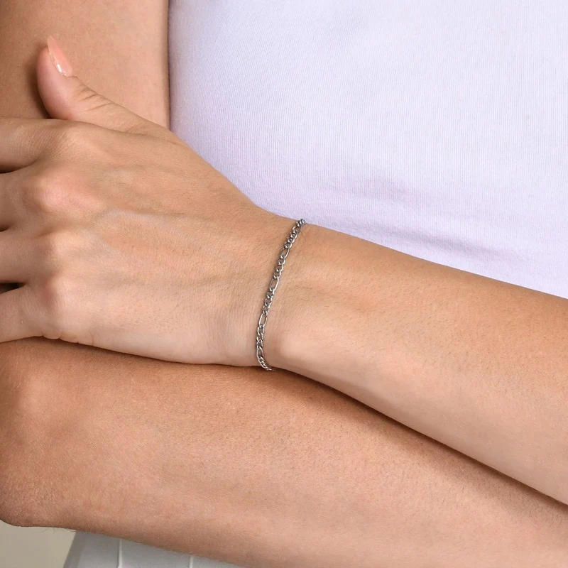Vnox 3/5 mm breite Figaro-Kettenarmbänder für Frauen und Männer, antiallergisches Edelstahl-Gliederkettenarmband, Länge verstellbar