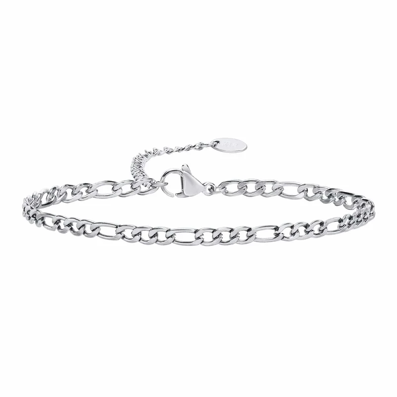 Vnox 3/5 mm breite Figaro-Kettenarmbänder für Frauen und Männer, antiallergisches Edelstahl-Gliederkettenarmband, Länge verstellbar