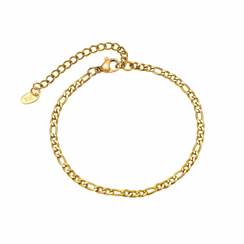 Vnox 3/5 mm breite Figaro-Kettenarmbänder für Frauen und Männer, antiallergisches Edelstahl-Gliederkettenarmband, Länge verstellbar
