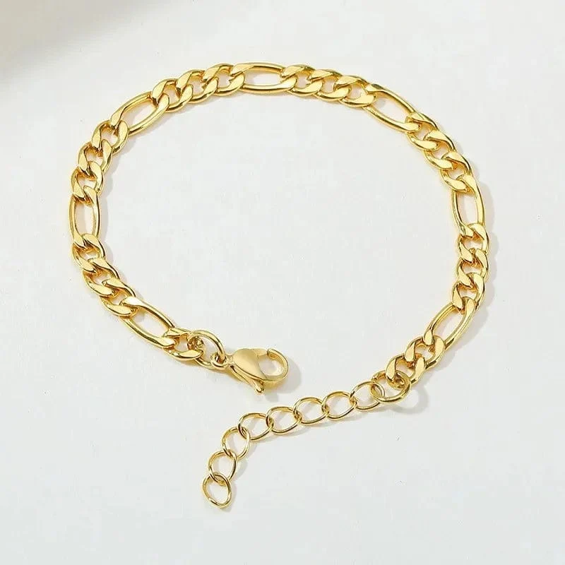 Vnox 3/5 mm breite Figaro-Kettenarmbänder für Frauen und Männer, antiallergisches Edelstahl-Gliederkettenarmband, Länge verstellbar