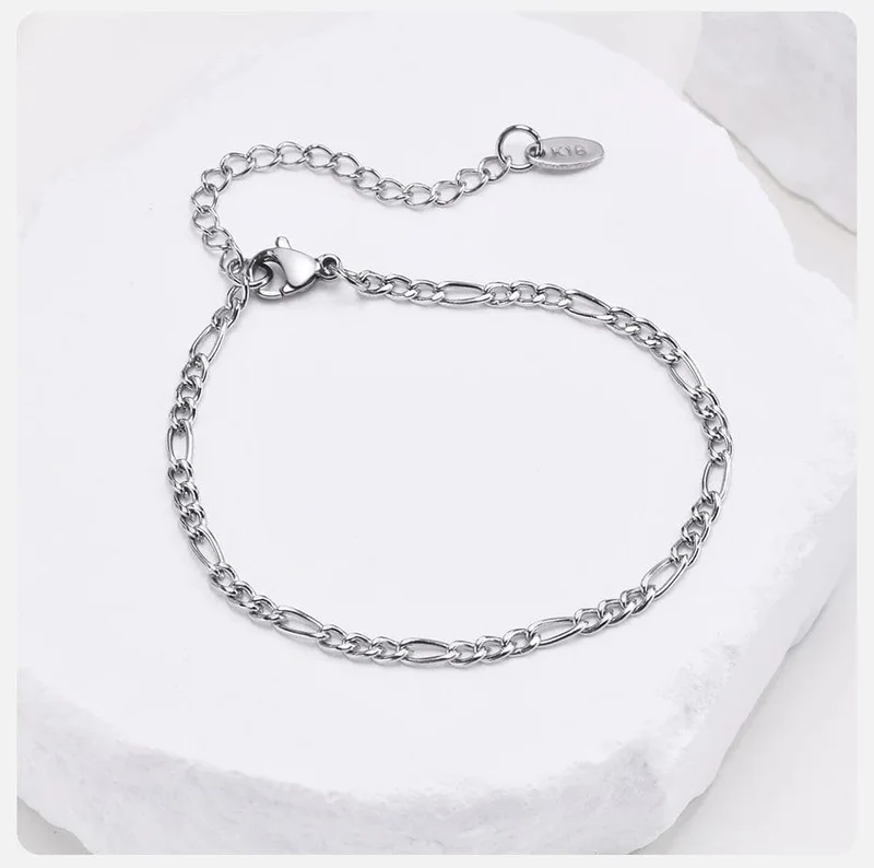 Vnox 3/5 mm breite Figaro-Kettenarmbänder für Frauen und Männer, antiallergisches Edelstahl-Gliederkettenarmband, Länge verstellbar