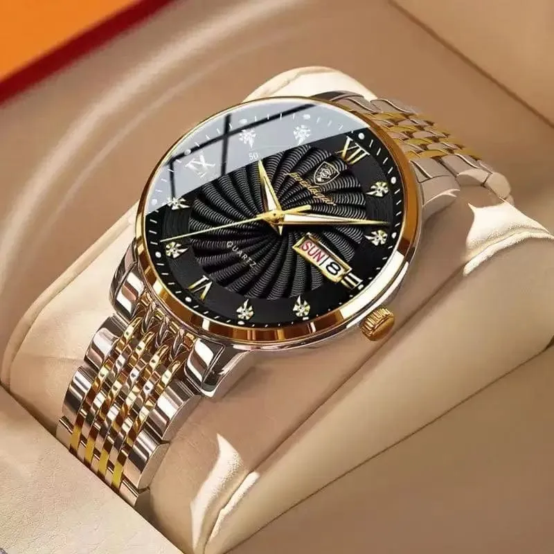 2024 neue Top-Marke Luxus Herren Uhren Leuchtende Wasserdichte Edelstahl Uhr Quarz Männer Datum Kalender Business Armbanduhr
