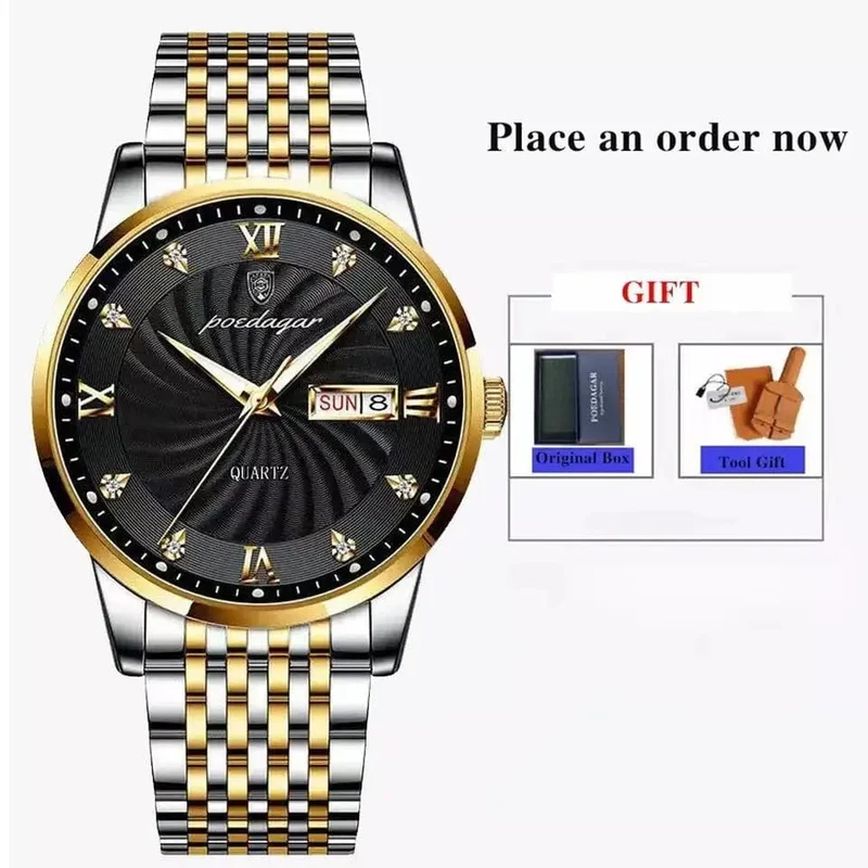 2024 neue Top-Marke Luxus Herren Uhren Leuchtende Wasserdichte Edelstahl Uhr Quarz Männer Datum Kalender Business Armbanduhr