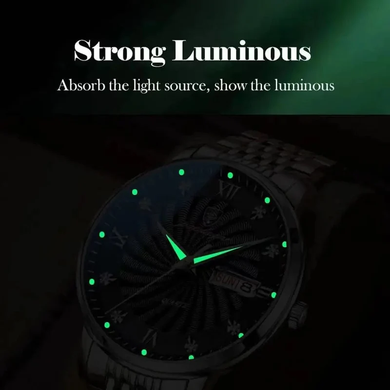2024 neue Top-Marke Luxus Herren Uhren Leuchtende Wasserdichte Edelstahl Uhr Quarz Männer Datum Kalender Business Armbanduhr