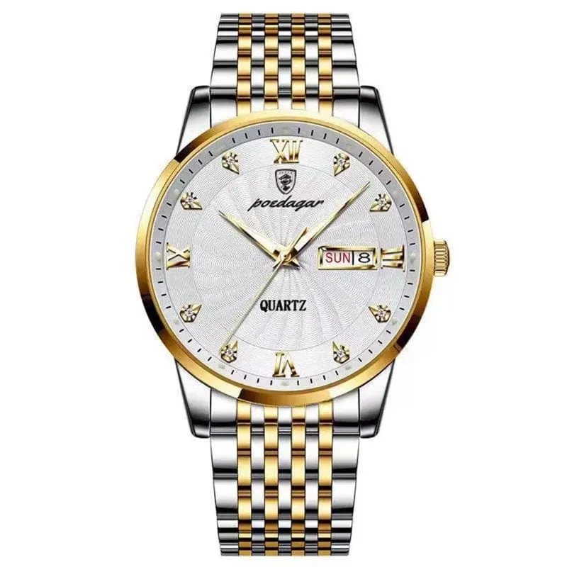 2024 neue Top-Marke Luxus Herren Uhren Leuchtende Wasserdichte Edelstahl Uhr Quarz Männer Datum Kalender Business Armbanduhr