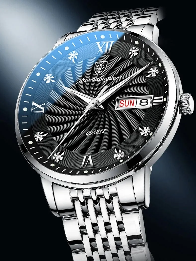 2024 neue Top-Marke Luxus Herren Uhren Leuchtende Wasserdichte Edelstahl Uhr Quarz Männer Datum Kalender Business Armbanduhr
