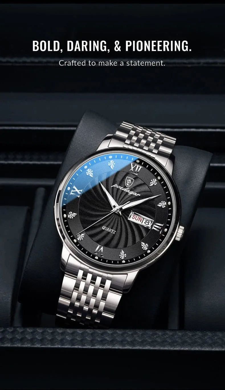 2024 neue Top-Marke Luxus Herren Uhren Leuchtende Wasserdichte Edelstahl Uhr Quarz Männer Datum Kalender Business Armbanduhr