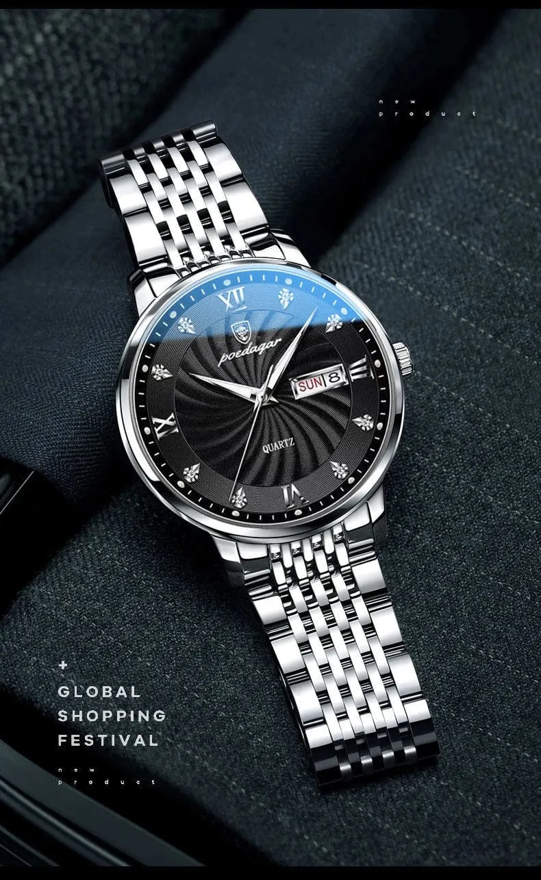 2024 neue Top-Marke Luxus Herren Uhren Leuchtende Wasserdichte Edelstahl Uhr Quarz Männer Datum Kalender Business Armbanduhr