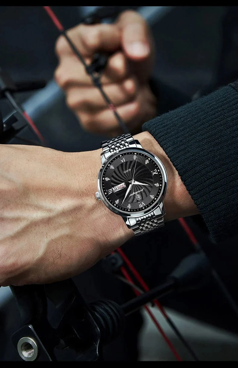 2024 neue Top-Marke Luxus Herren Uhren Leuchtende Wasserdichte Edelstahl Uhr Quarz Männer Datum Kalender Business Armbanduhr