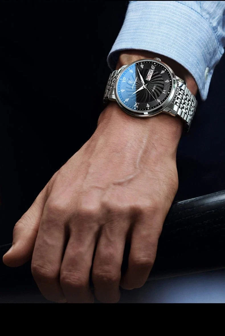 2024 neue Top-Marke Luxus Herren Uhren Leuchtende Wasserdichte Edelstahl Uhr Quarz Männer Datum Kalender Business Armbanduhr
