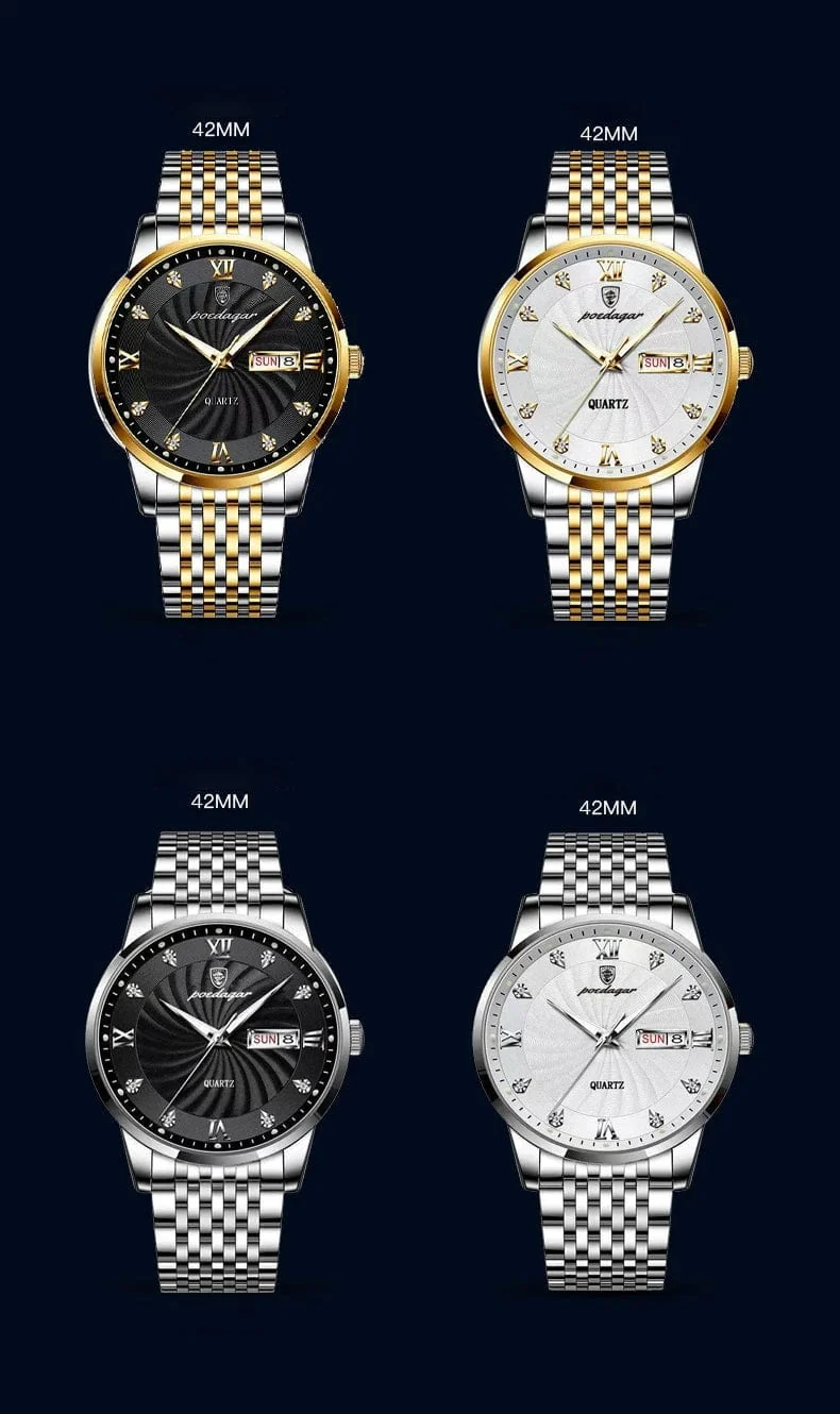 2024 neue Top-Marke Luxus Herren Uhren Leuchtende Wasserdichte Edelstahl Uhr Quarz Männer Datum Kalender Business Armbanduhr