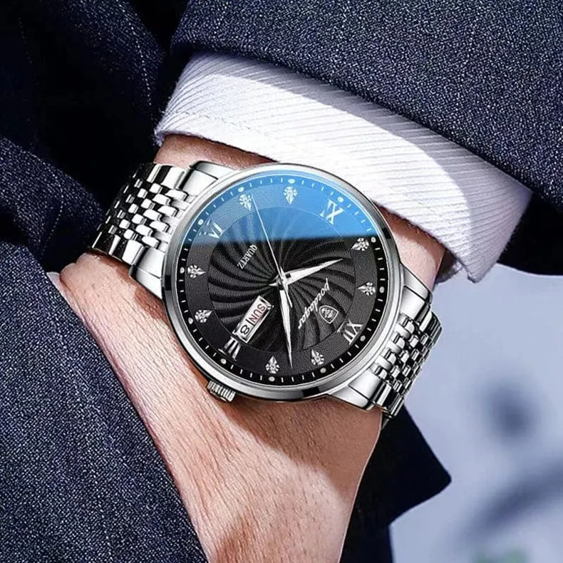 2024 neue Top-Marke Luxus Herren Uhren Leuchtende Wasserdichte Edelstahl Uhr Quarz Männer Datum Kalender Business Armbanduhr