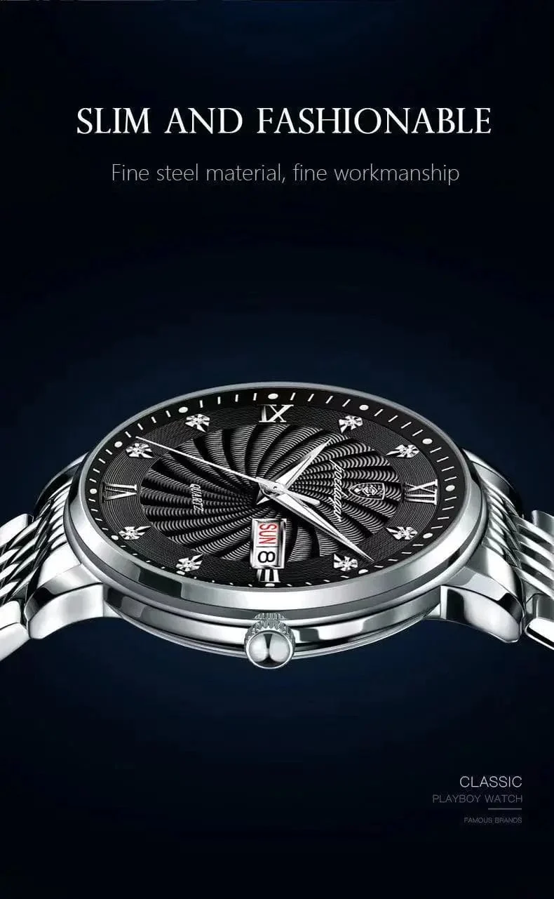 2024 neue Top-Marke Luxus Herren Uhren Leuchtende Wasserdichte Edelstahl Uhr Quarz Männer Datum Kalender Business Armbanduhr