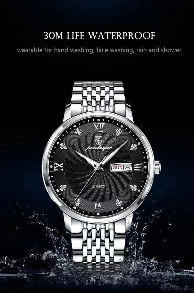 2024 neue Top-Marke Luxus Herren Uhren Leuchtende Wasserdichte Edelstahl Uhr Quarz Männer Datum Kalender Business Armbanduhr