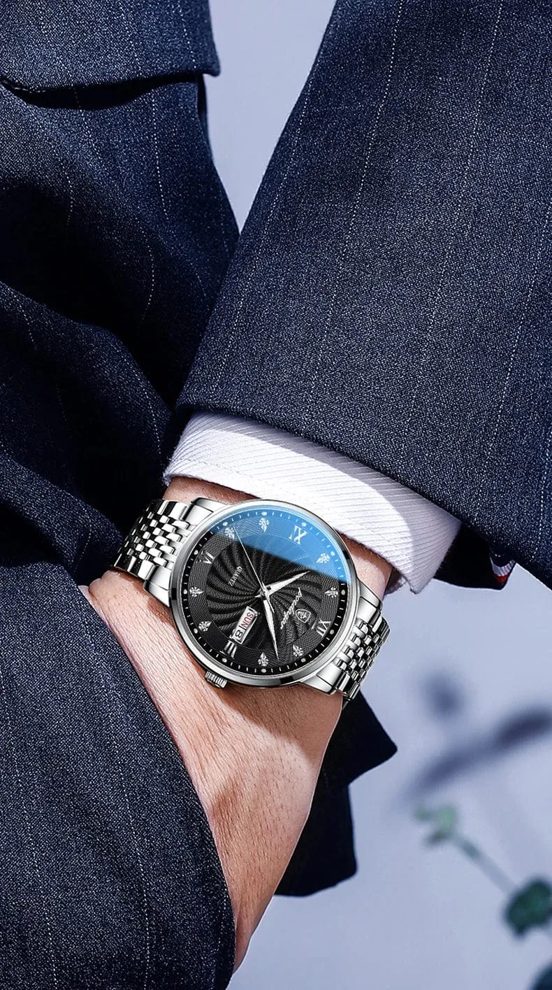 2024 neue Top-Marke Luxus Herren Uhren Leuchtende Wasserdichte Edelstahl Uhr Quarz Männer Datum Kalender Business Armbanduhr