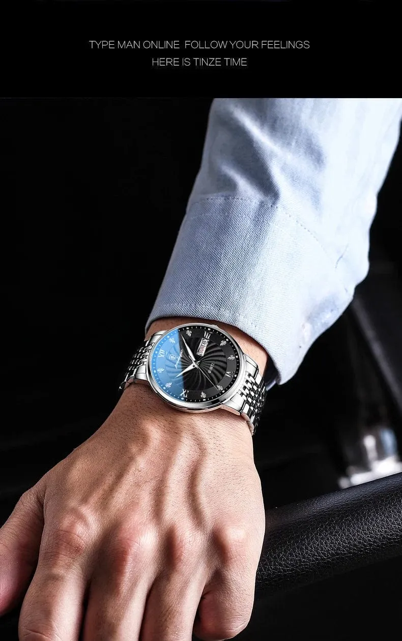 2024 neue Top-Marke Luxus Herren Uhren Leuchtende Wasserdichte Edelstahl Uhr Quarz Männer Datum Kalender Business Armbanduhr