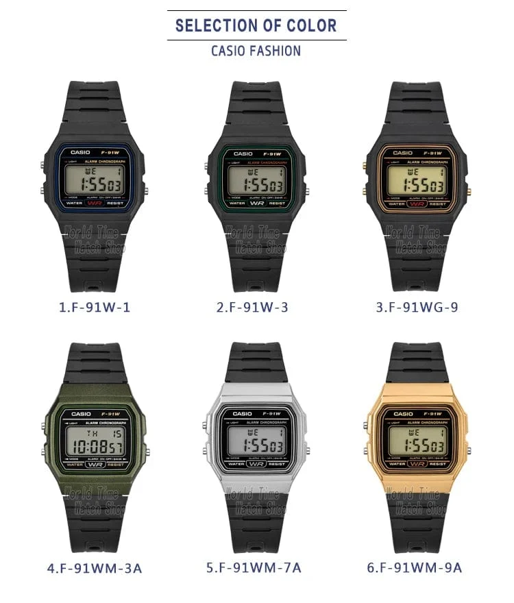 Casio Uhr Männer Top Luxus Set Militär LED Digitaluhr Sport Wasserdicht Quarz Herrenuhr Neutral Watchs F91W Serie