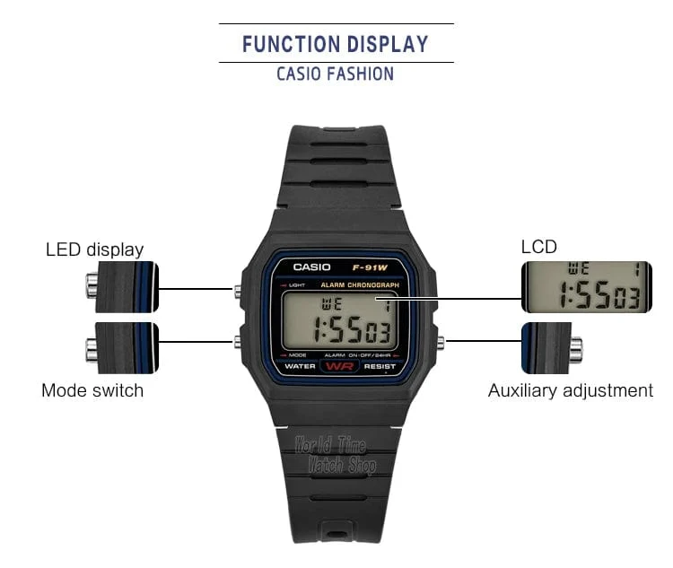 Casio Uhr Männer Top Luxus Set Militär LED Digitaluhr Sport Wasserdicht Quarz Herrenuhr Neutral Watchs F91W Serie
