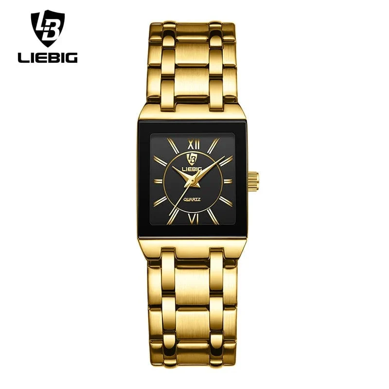 LiEBIG Mode Damen Uhren Weiblich Mädchen Männlich Uhr Luxus Voller Stahl Goldene Quarz Armbanduhren Für Frauen Herren Relogio Feminin