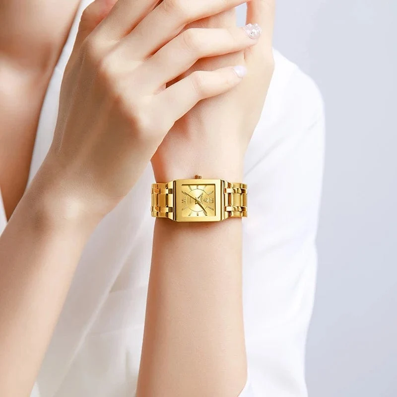 LiEBIG Mode Damen Uhren Weiblich Mädchen Männlich Uhr Luxus Voller Stahl Goldene Quarz Armbanduhren Für Frauen Herren Relogio Feminin