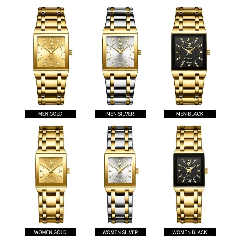 LiEBIG Mode Damen Uhren Weiblich Mädchen Männlich Uhr Luxus Voller Stahl Goldene Quarz Armbanduhren Für Frauen Herren Relogio Feminin