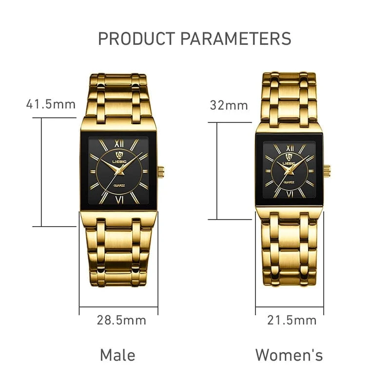 LiEBIG Mode Damen Uhren Weiblich Mädchen Männlich Uhr Luxus Voller Stahl Goldene Quarz Armbanduhren Für Frauen Herren Relogio Feminin