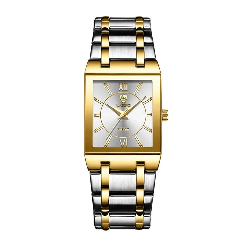 LiEBIG Mode Damen Uhren Weiblich Mädchen Männlich Uhr Luxus Voller Stahl Goldene Quarz Armbanduhren Für Frauen Herren Relogio Feminin