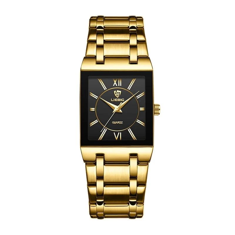LiEBIG Mode Damen Uhren Weiblich Mädchen Männlich Uhr Luxus Voller Stahl Goldene Quarz Armbanduhren Für Frauen Herren Relogio Feminin