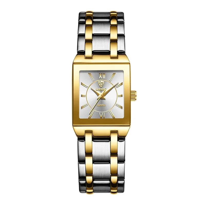 LiEBIG Mode Damen Uhren Weiblich Mädchen Männlich Uhr Luxus Voller Stahl Goldene Quarz Armbanduhren Für Frauen Herren Relogio Feminin