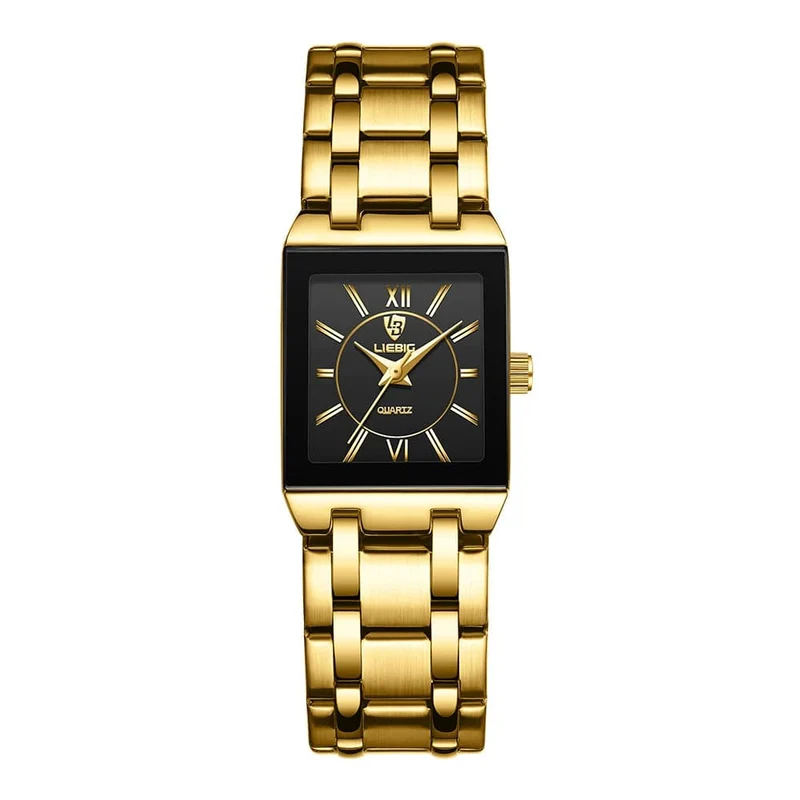 LiEBIG Mode Damen Uhren Weiblich Mädchen Männlich Uhr Luxus Voller Stahl Goldene Quarz Armbanduhren Für Frauen Herren Relogio Feminin