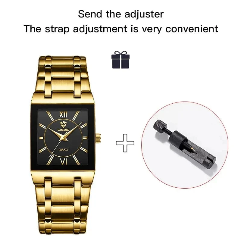 LiEBIG Mode Damen Uhren Weiblich Mädchen Männlich Uhr Luxus Voller Stahl Goldene Quarz Armbanduhren Für Frauen Herren Relogio Feminin