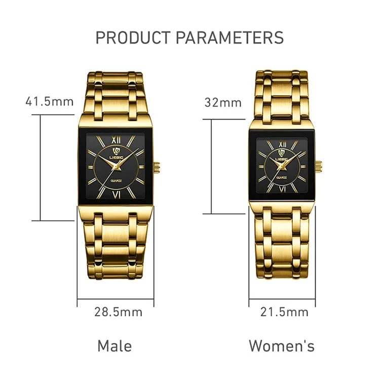 LiEBIG Mode Damen Uhren Weiblich Mädchen Männlich Uhr Luxus Voller Stahl Goldene Quarz Armbanduhren Für Frauen Herren Relogio Feminin