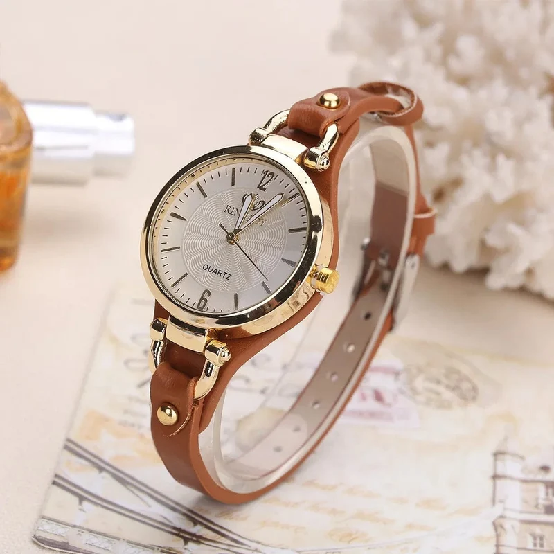 2024 Quarzuhr Frauen PU Leder Dünnen Riemen Armbanduhr Damen Uhren Einfarbig Mode Frauen Geschenk Uhr Uhren Para Mujer