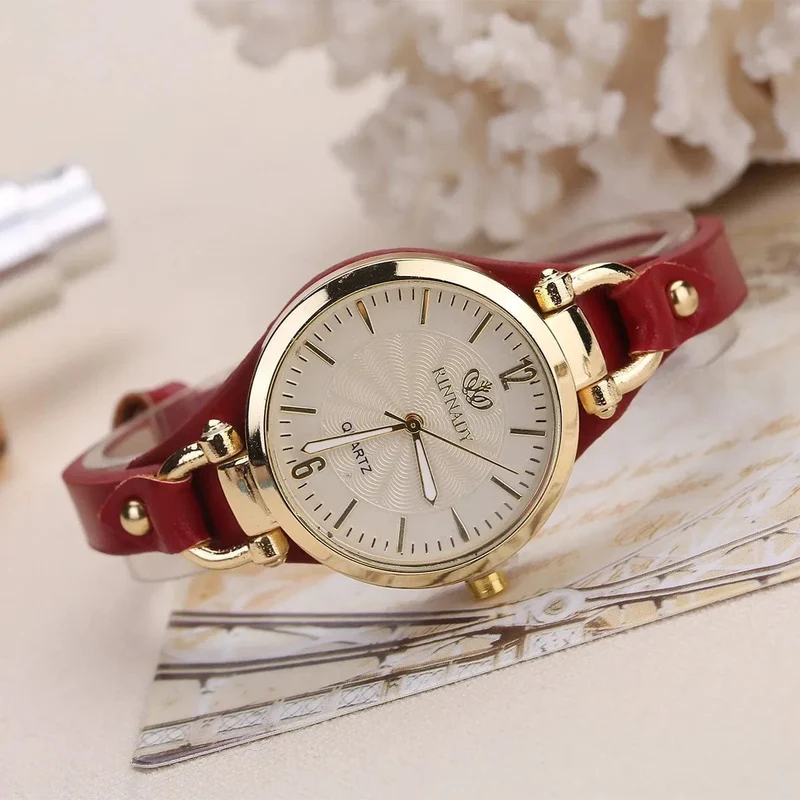 2024 Quarzuhr Frauen PU Leder Dünnen Riemen Armbanduhr Damen Uhren Einfarbig Mode Frauen Geschenk Uhr Uhren Para Mujer