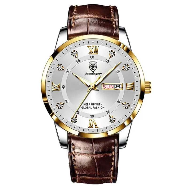2024 männer Uhren Wasserdicht Leucht Top Marke Luxus Leder Casual Sport Quarz Armbanduhr Military Mann Uhr Für Männer relogio