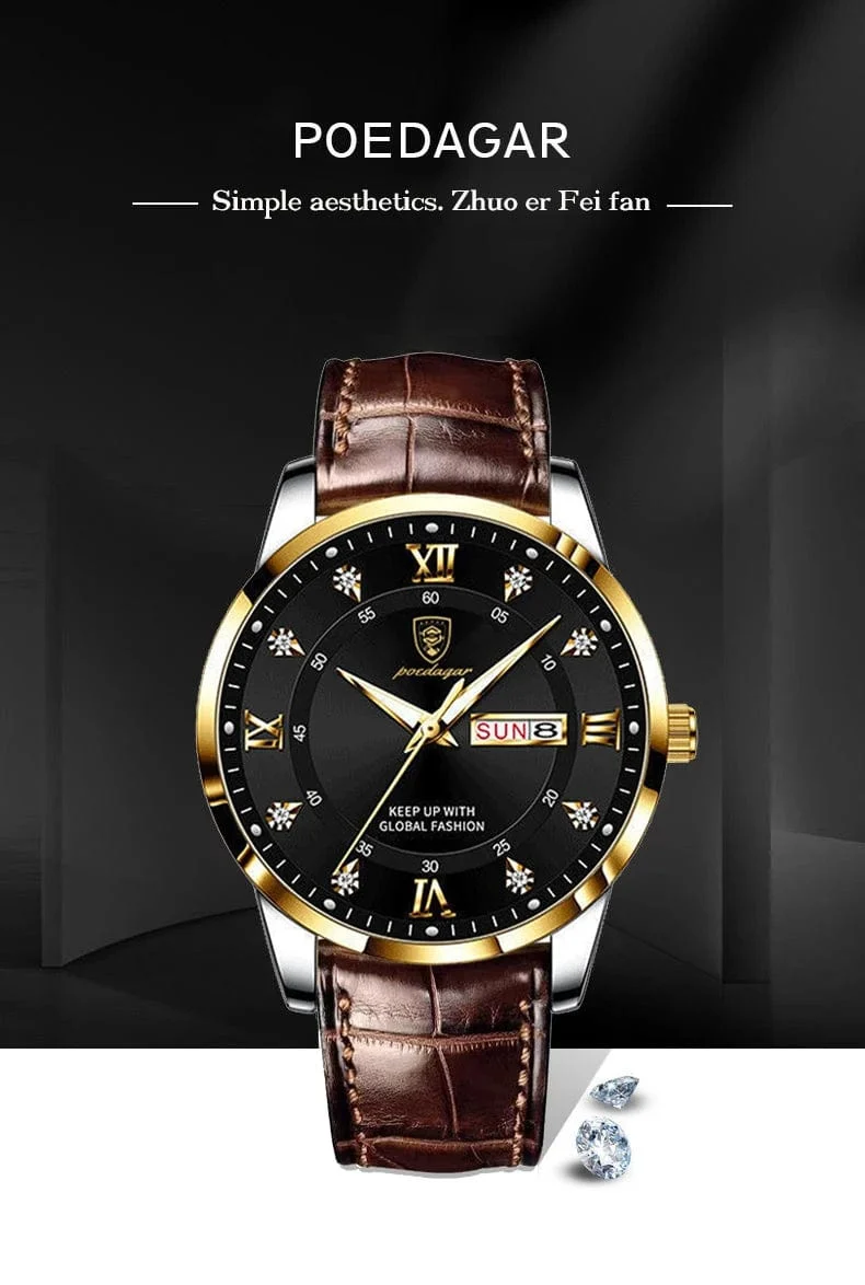 2024 männer Uhren Wasserdicht Leucht Top Marke Luxus Leder Casual Sport Quarz Armbanduhr Military Mann Uhr Für Männer relogio