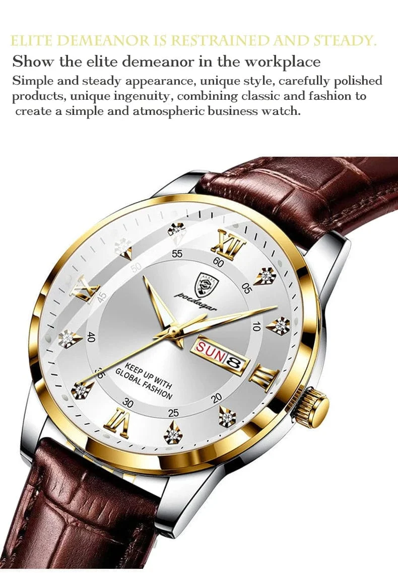 2024 männer Uhren Wasserdicht Leucht Top Marke Luxus Leder Casual Sport Quarz Armbanduhr Military Mann Uhr Für Männer relogio