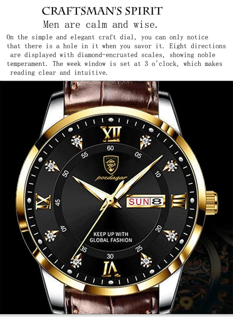2024 männer Uhren Wasserdicht Leucht Top Marke Luxus Leder Casual Sport Quarz Armbanduhr Military Mann Uhr Für Männer relogio
