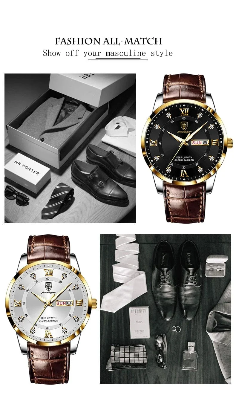 2024 männer Uhren Wasserdicht Leucht Top Marke Luxus Leder Casual Sport Quarz Armbanduhr Military Mann Uhr Für Männer relogio