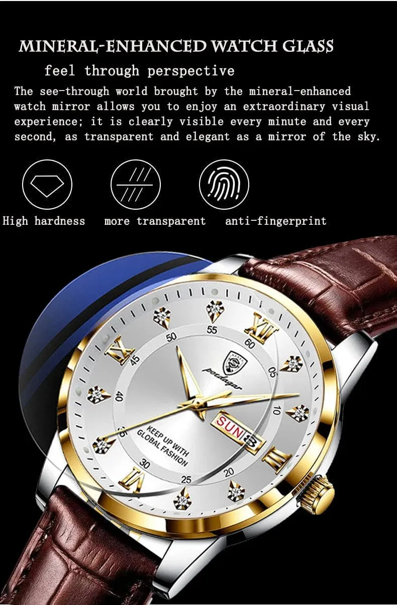 2024 männer Uhren Wasserdicht Leucht Top Marke Luxus Leder Casual Sport Quarz Armbanduhr Military Mann Uhr Für Männer relogio