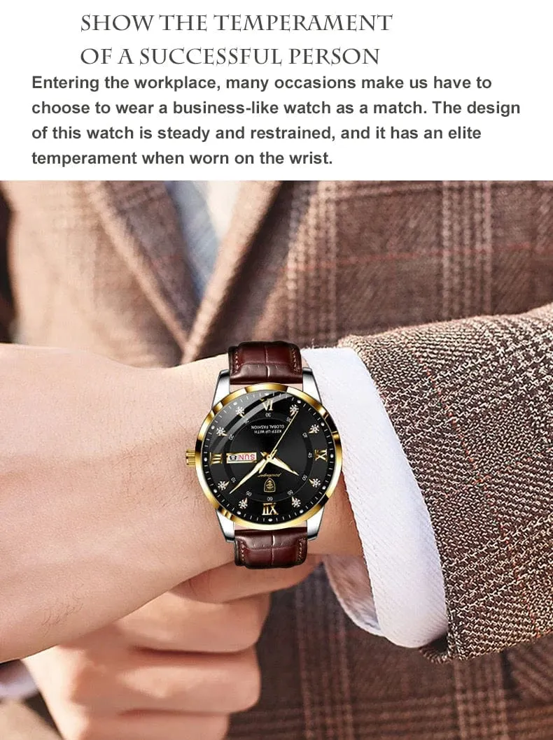 2024 männer Uhren Wasserdicht Leucht Top Marke Luxus Leder Casual Sport Quarz Armbanduhr Military Mann Uhr Für Männer relogio