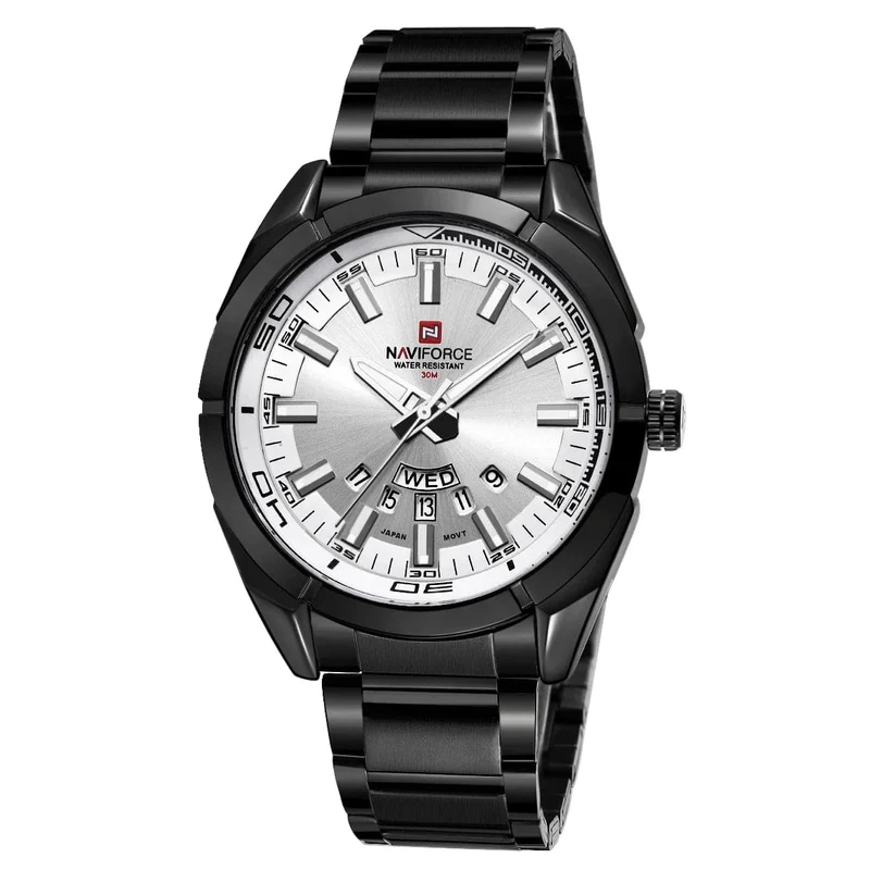 NAVIFORCE Klassische Freizeituhr für Männer aus Edelstahl, sportlich, wasserdicht, Quarzuhr mit Datumsanzeige, Relogio Masculino