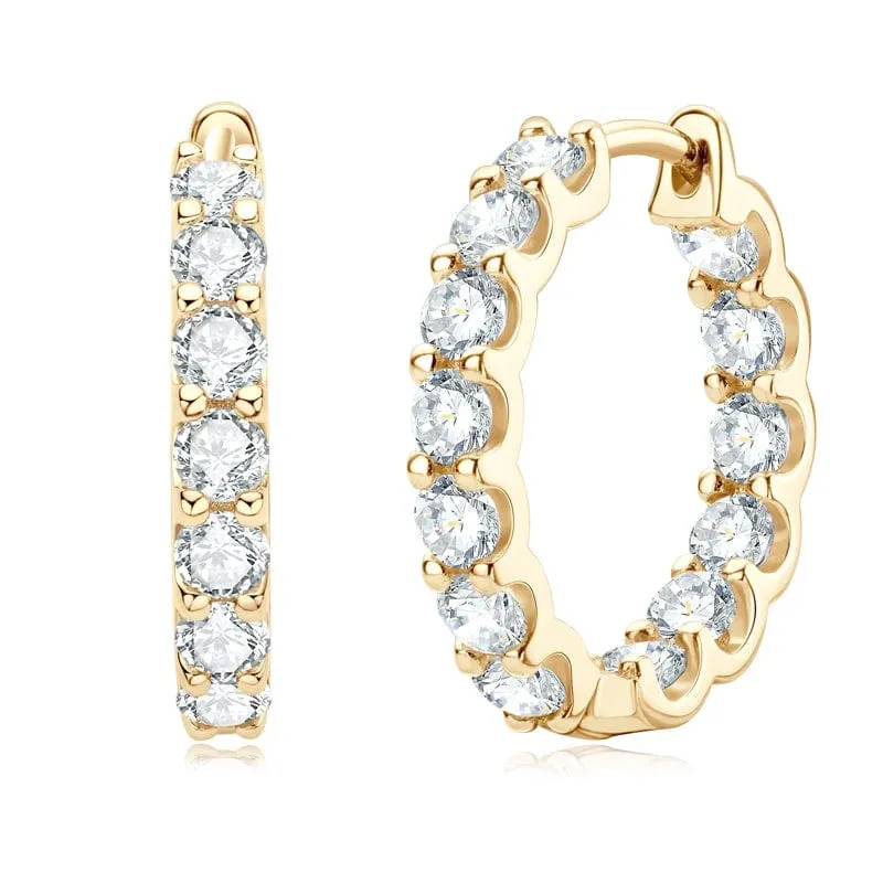 IOGOU Creolen, 100 % 925 Sterling Silber, echte 3 mm Moissanite-Ohrstecker für Frauen, funkelnder Schmuck, Geschenke mit GRA-Zertifikat