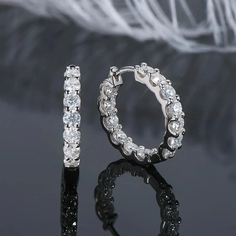 IOGOU Creolen, 100 % 925 Sterling Silber, echte 3 mm Moissanite-Ohrstecker für Frauen, funkelnder Schmuck, Geschenke mit GRA-Zertifikat