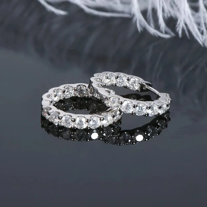 IOGOU Creolen, 100 % 925 Sterling Silber, echte 3 mm Moissanite-Ohrstecker für Frauen, funkelnder Schmuck, Geschenke mit GRA-Zertifikat