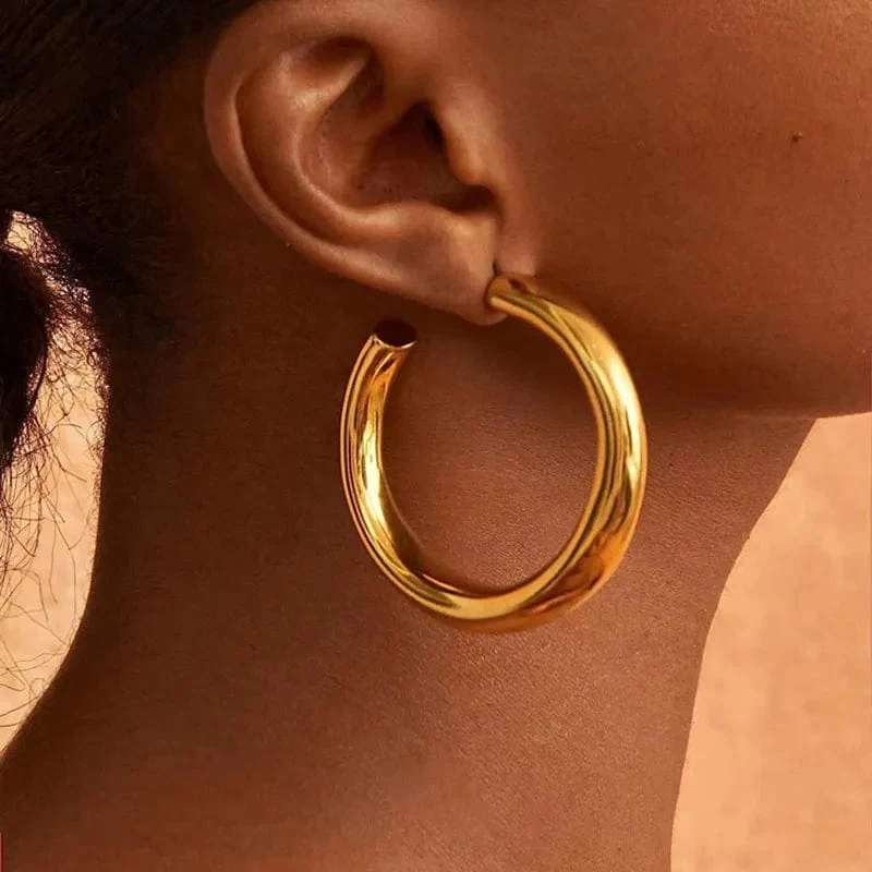 Neue Hohle Dicke Schleife Große Kreis Hoop Ohrringe Frauen Klassische Gold Farbe Runde Ring Piercing Ohrring Modeschmuck