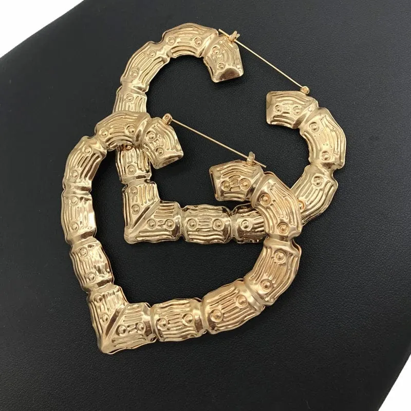 Punk Gold Splitter Farbe Bambus Creolen Für Frauen Geometrische Großen Runden Kreis Bambus Ohrringe Bijoux Hip Hop Party Schmuck