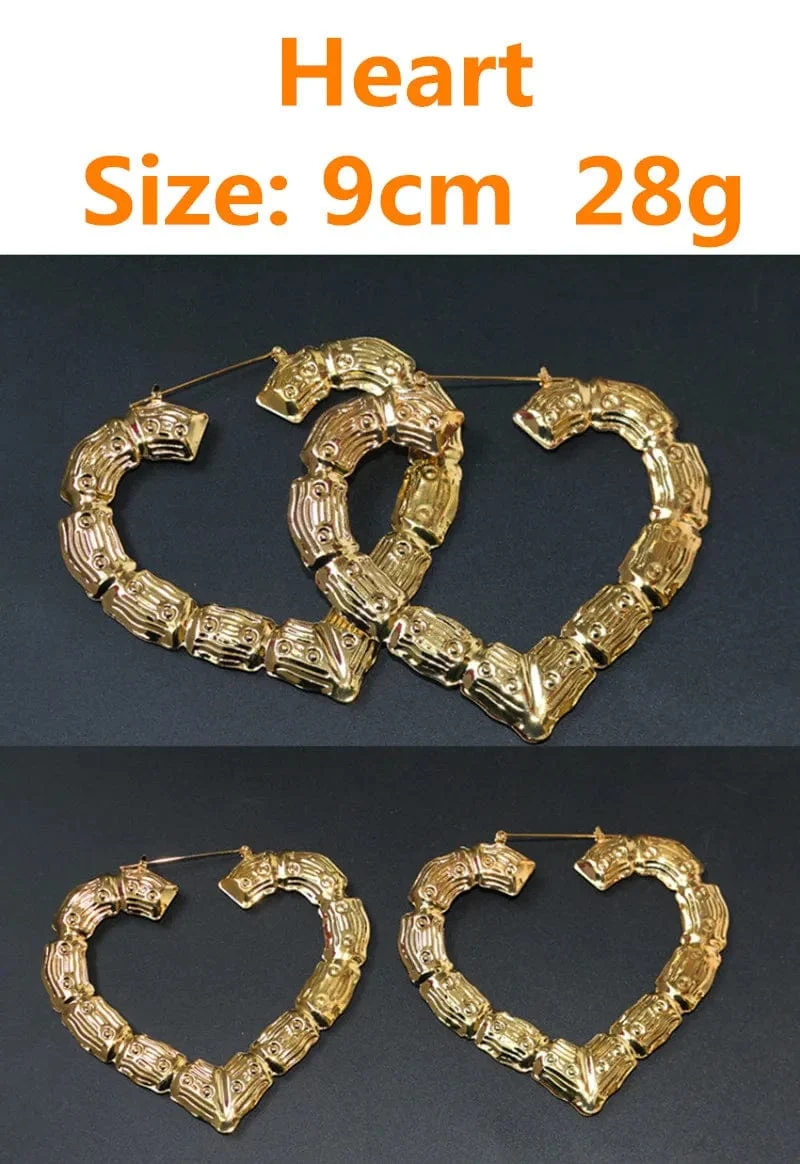 Punk Gold Splitter Farbe Bambus Creolen Für Frauen Geometrische Großen Runden Kreis Bambus Ohrringe Bijoux Hip Hop Party Schmuck